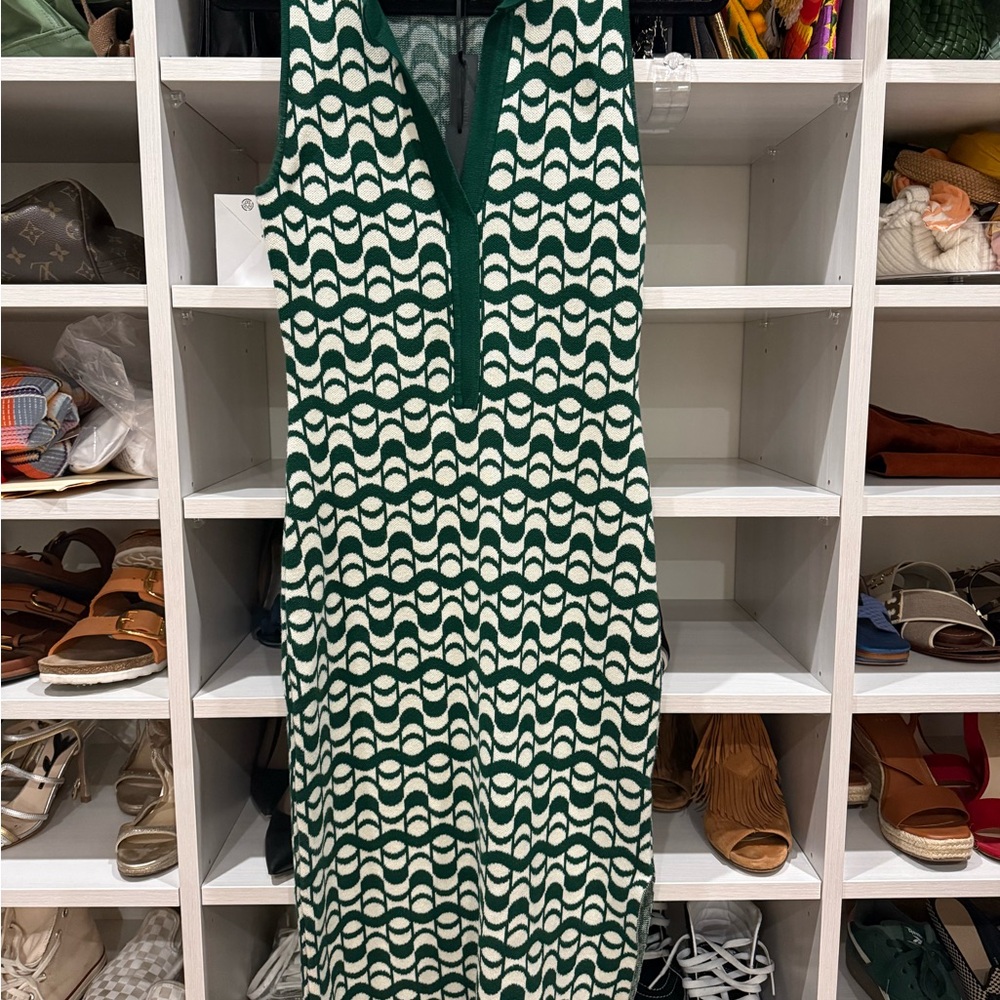 House of Harlow 1960 Green and Cream Midi Dress